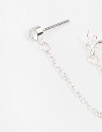 Silver Diamante & Flower Chain Earrings - link has visual effect only
