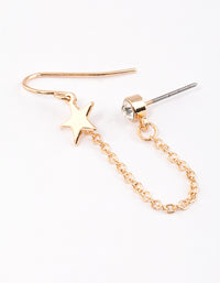 Gold Star & Diamanate Chain Stud Earrings - link has visual effect only
