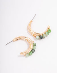 Green Twisted & Mini Beaded Hoop Earrings - link has visual effect only