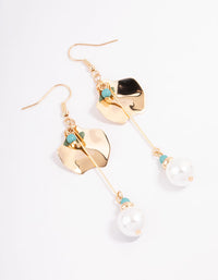 Teal Beaded Petal Drop Earrings - link has visual effect only