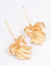Worn Gold Organic Flower Drop Earrings - link has visual effect only