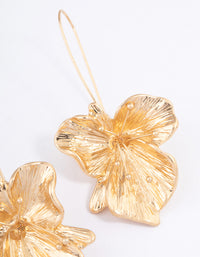 Worn Gold Organic Flower Drop Earrings - link has visual effect only