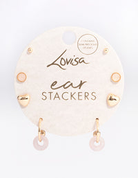Gold Rose Quartz Donut Stud Stacker Earrings - link has visual effect only