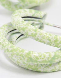 Coated Green Trio Marble Hoop Earrings - link has visual effect only