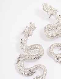 Rhodium Dragon Stud Earrings - link has visual effect only