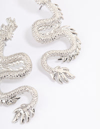 Rhodium Dragon Stud Earrings - link has visual effect only