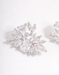 Rhodium Statement Cluster Earrings - link has visual effect only