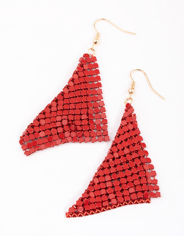 Red Basic Chainmail Drop Earrings