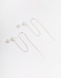 Silver Diamante Chain Threader Drop Earrings - link has visual effect only