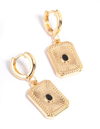 Gold Rectangle Ray Huggie Earrings - link has visual effect only