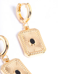 Gold Rectangle Ray Huggie Earrings - link has visual effect only