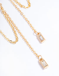 Gold Multi Chain Diamante Huggie Earrings - link has visual effect only