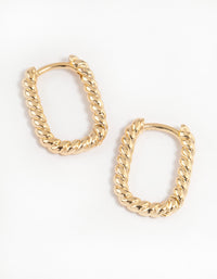 Gold Mini Oval Twisted Huggie Earrings - link has visual effect only