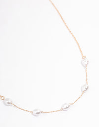Gold Organic Pearl & Bead Necklace - link has visual effect only