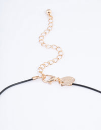 Small Gold Puffy Heart Cord Necklace - link has visual effect only