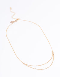 Gold Clamped Cable Double Necklace - link has visual effect only