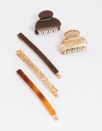 Acrylic Brown Slide Claw Clip Pack - link has visual effect only