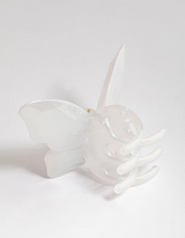 Plastic White Butterfly Claw Clip