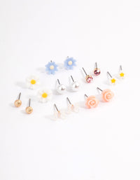 Pastel Mixed Flower Earrings 8-Pack - link has visual effect only