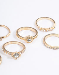 Gold Crystal Halo Diamante Ring 8-Pack - link has visual effect only