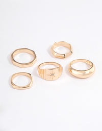 Gold Mixed Shape Star Ring 5-Pack - link has visual effect only