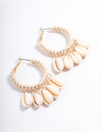 Gold Wrapped Shell Hoop Earrings - link has visual effect only