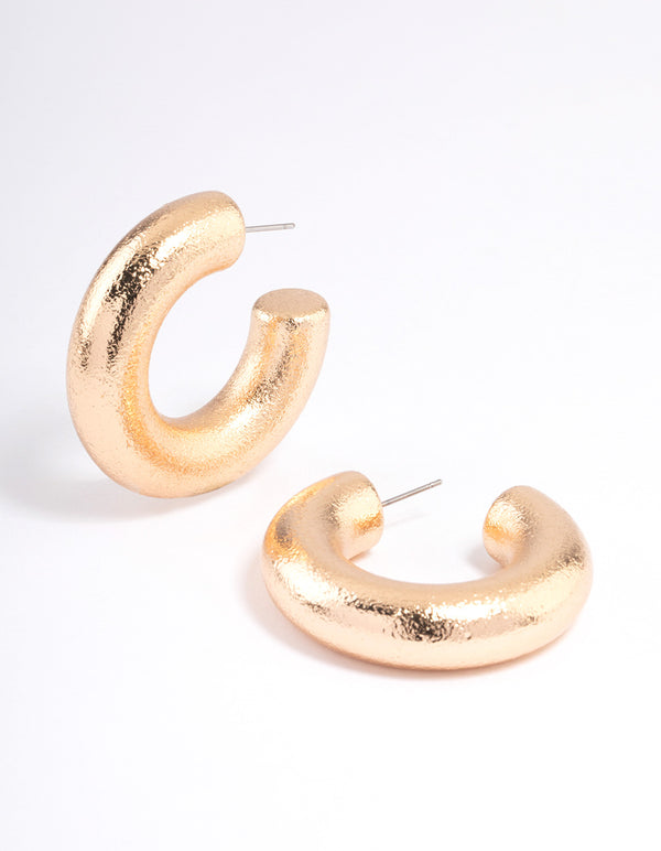 Gold Thick Round Chip Earrings