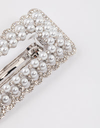 Rhodium Pearl Barrette Hair Clip - link has visual effect only