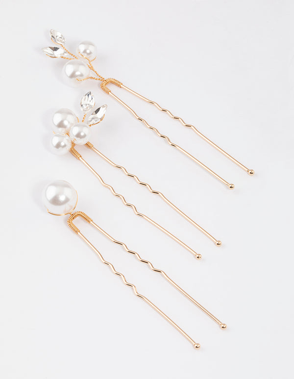 Gold Pearl Hair Pin Pack
