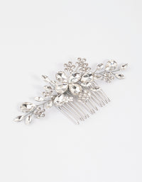 Rhodium Floral Diamante Hair Comb - link has visual effect only
