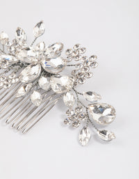 Rhodium Floral Diamante Hair Comb - link has visual effect only