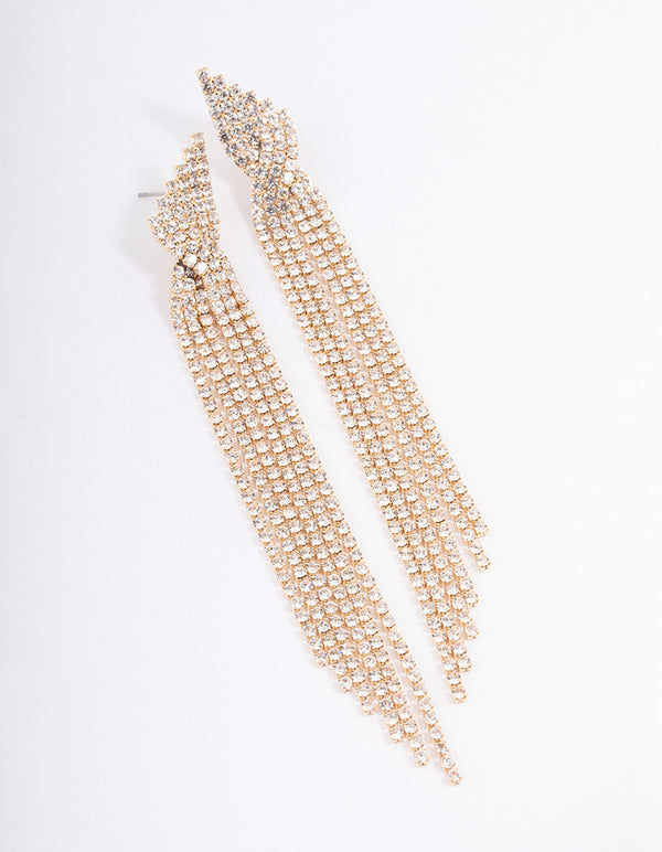 Gold Statement Strand Twisted Drop Earrings