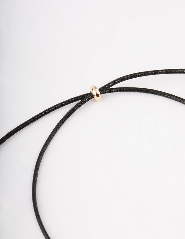 Pearl Droplet Adjustable Black Cord Choker