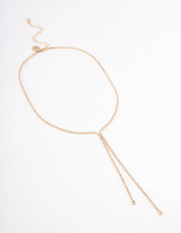 Gold Double Row Dainty Y-Shape Necklace