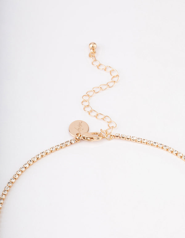 Gold Double Row Dainty Y-Shape Necklace