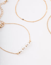 Gold Pearl Diamante Chain Bracelet 4-Pack - link has visual effect only