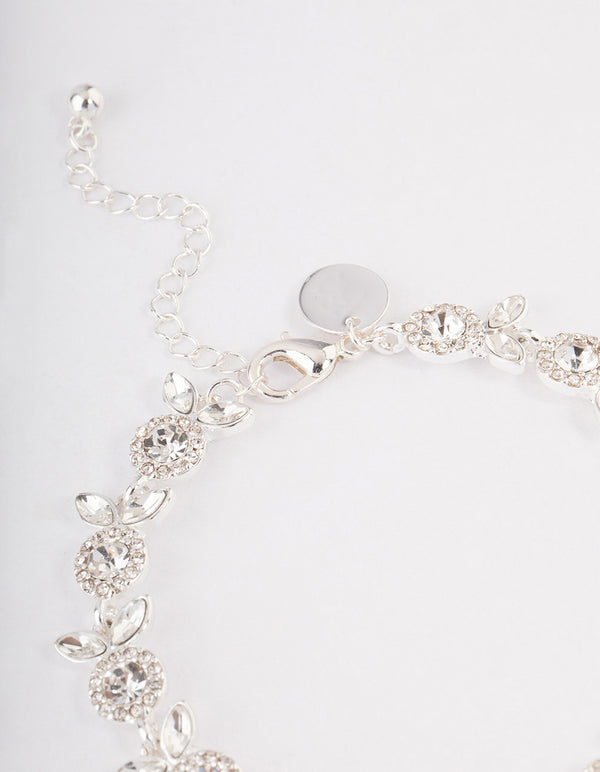 Silver Diamante Flower Bracelet - Lovisa