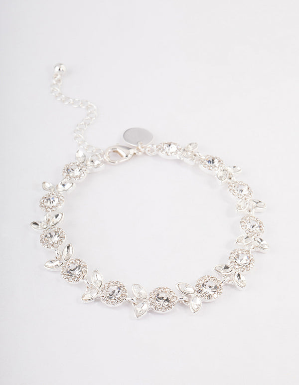 Silver Diamante Flower Bracelet
