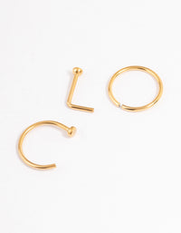 Gold Plated Titanium Basic Nose Ring Pack - link has visual effect only