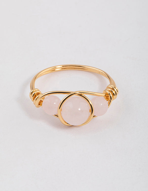 Gold Plated Wrapped Triple Stone Ring