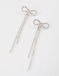 Silver Diamante Cupchain Bow Drop Earrings - link has visual effect only
