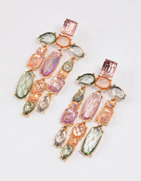 Gold Statement Mixed Jewel Drop Earrings - link has visual effect only