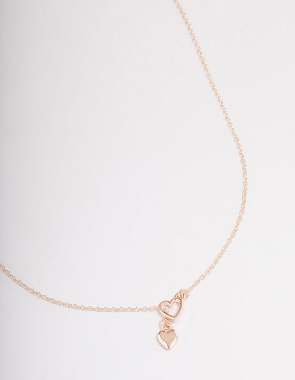 Rose Gold Heart Threader Necklace