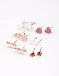 Kids Pink Pop Corn Stud Earrings 6-Pack - link has visual effect only