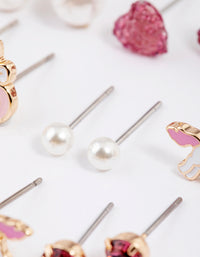 Kids Pink Pop Corn Stud Earrings 6-Pack - link has visual effect only