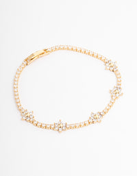Gold Plated Flower Cupchain Tennis Bracelet - link has visual effect only