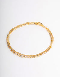 Gold Plated Dainty Baguette Cupchain Bracelet - link has visual effect only