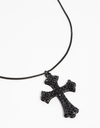 Coated Black Boxchain Large Diamante Cross Necklace - link has visual effect only