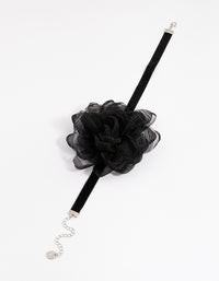 Black Fabric Small Rose Decor Choker - link has visual effect only