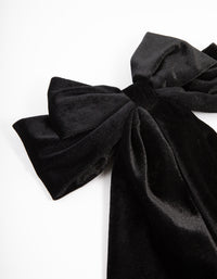 Black Fabric Velvet Drop Bow Clip - link has visual effect only